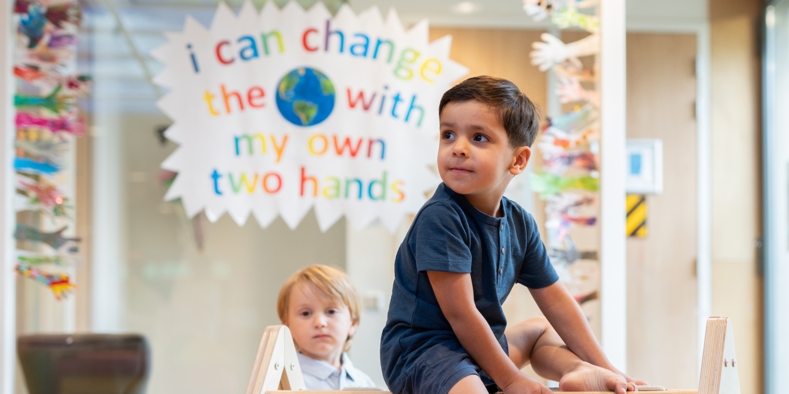 Child with curious look on face at Basker Childcare