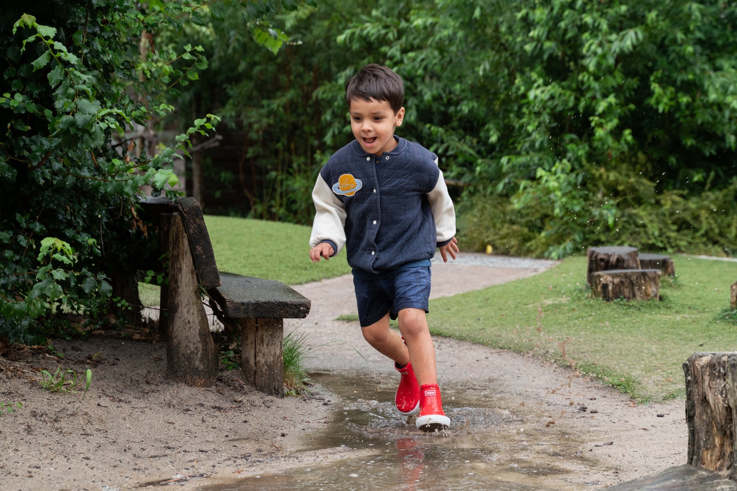 Boy runs at Basker Pre-School