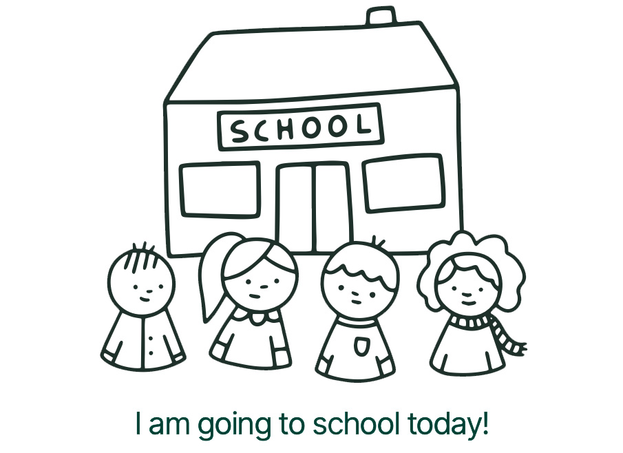 drawing of children at a school