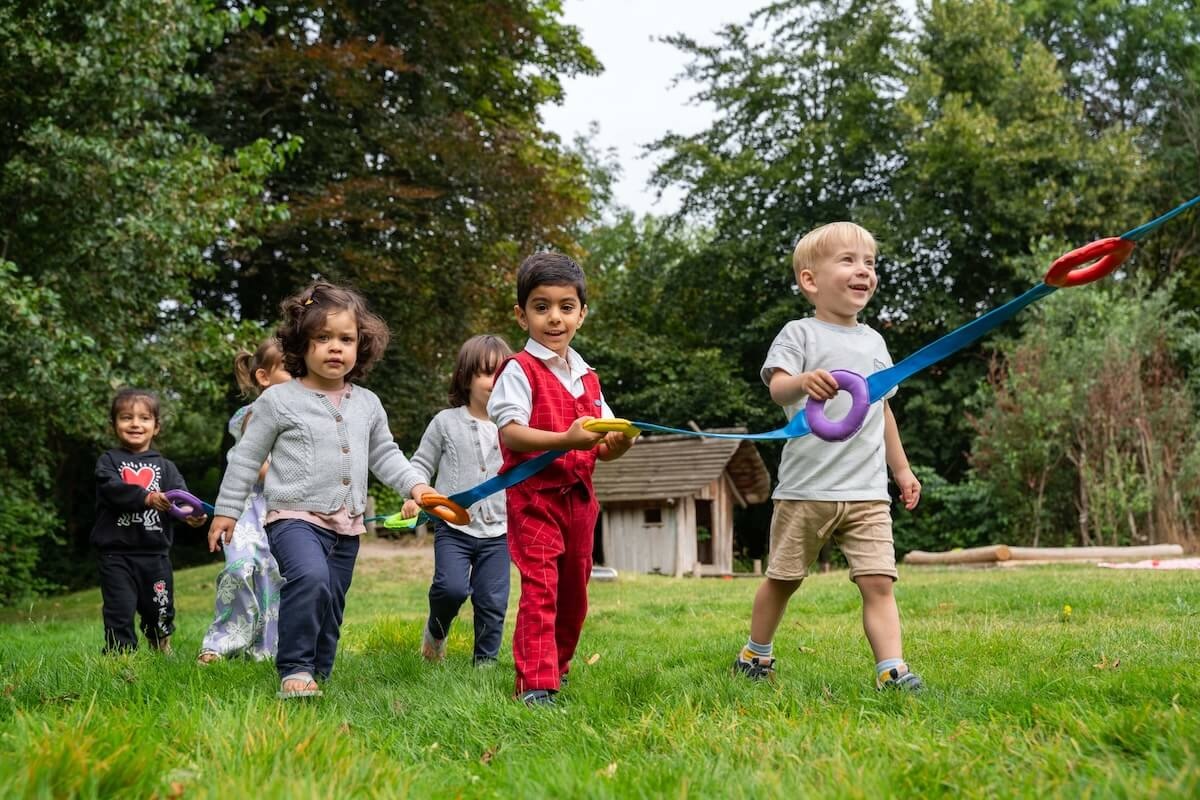Children walking in a row