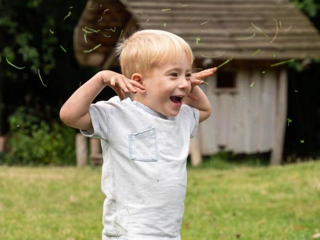 Boy playing outside