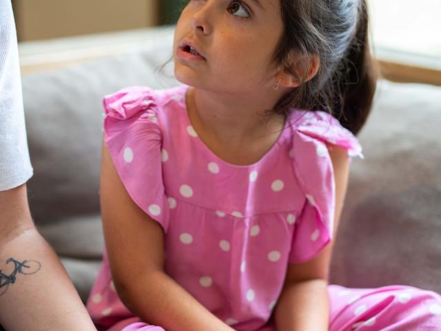 Girl watching to pedagogic professional