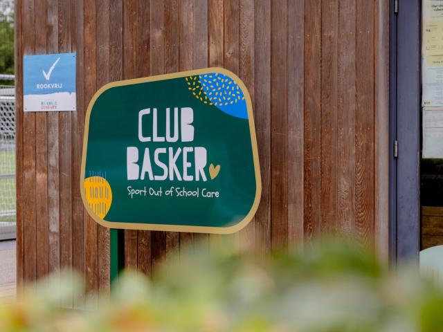 Logo at entrance Club Basker After School Care The Oaks The Hague