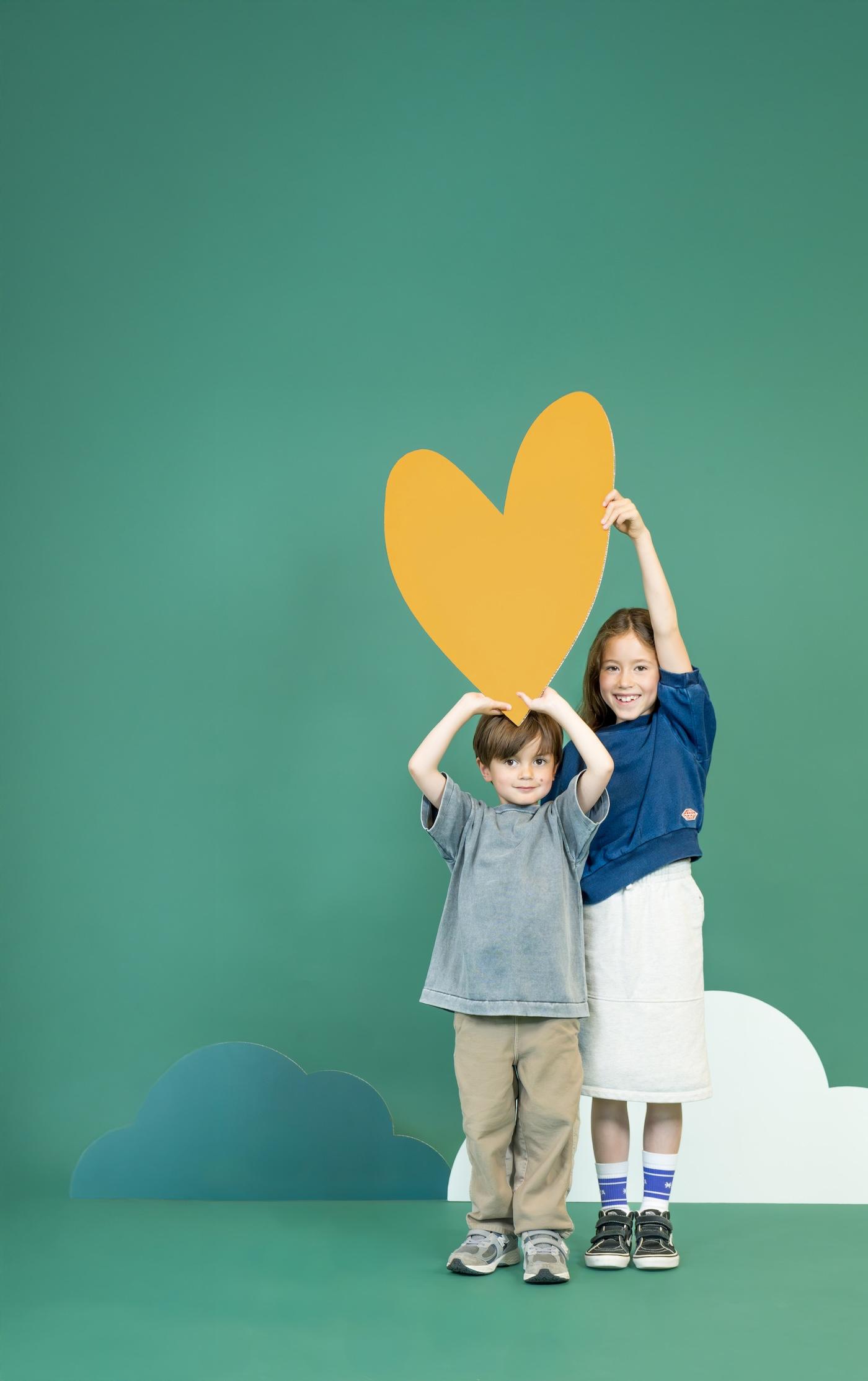 Boy and girl with Basker heart