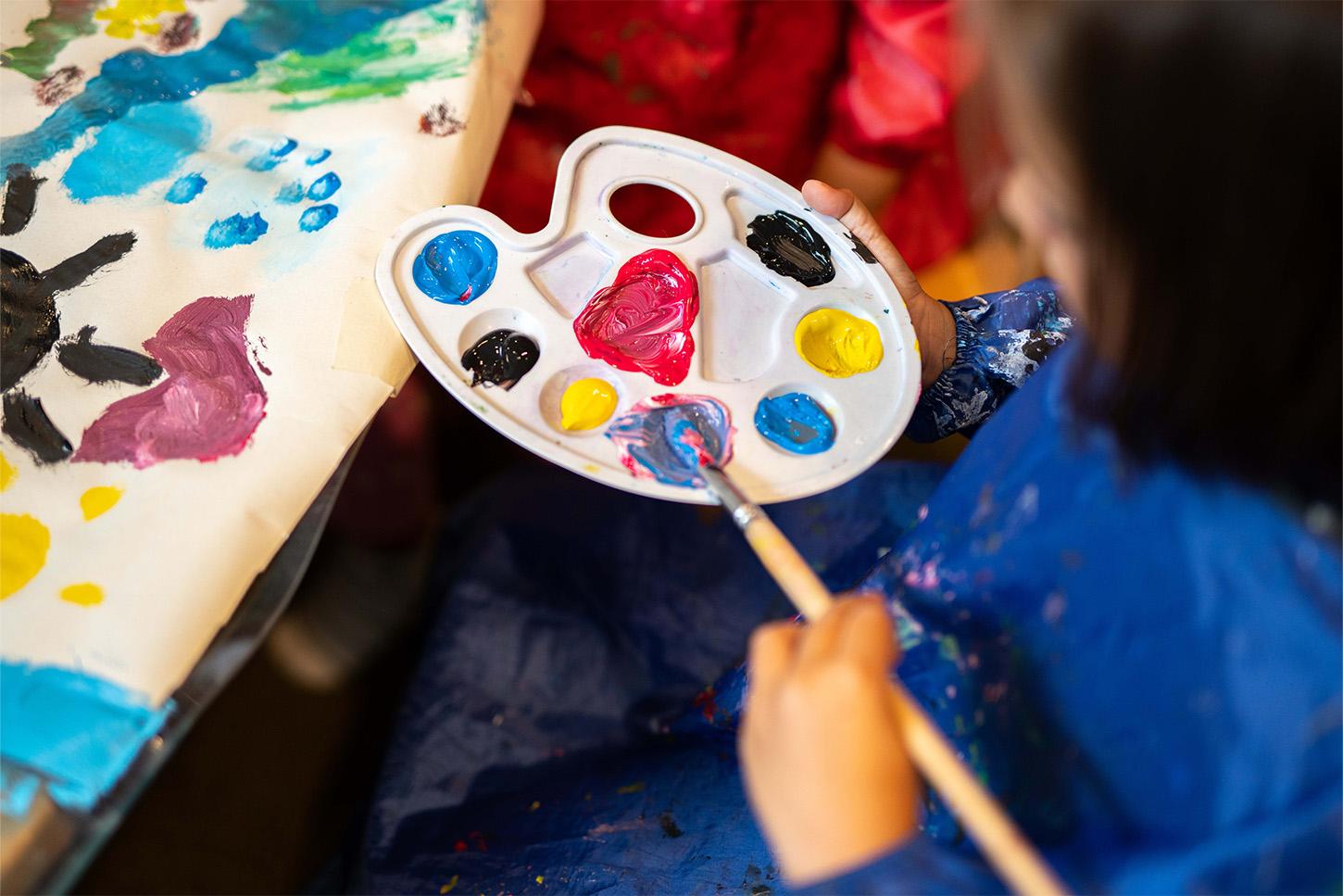 Painting palette with many colours