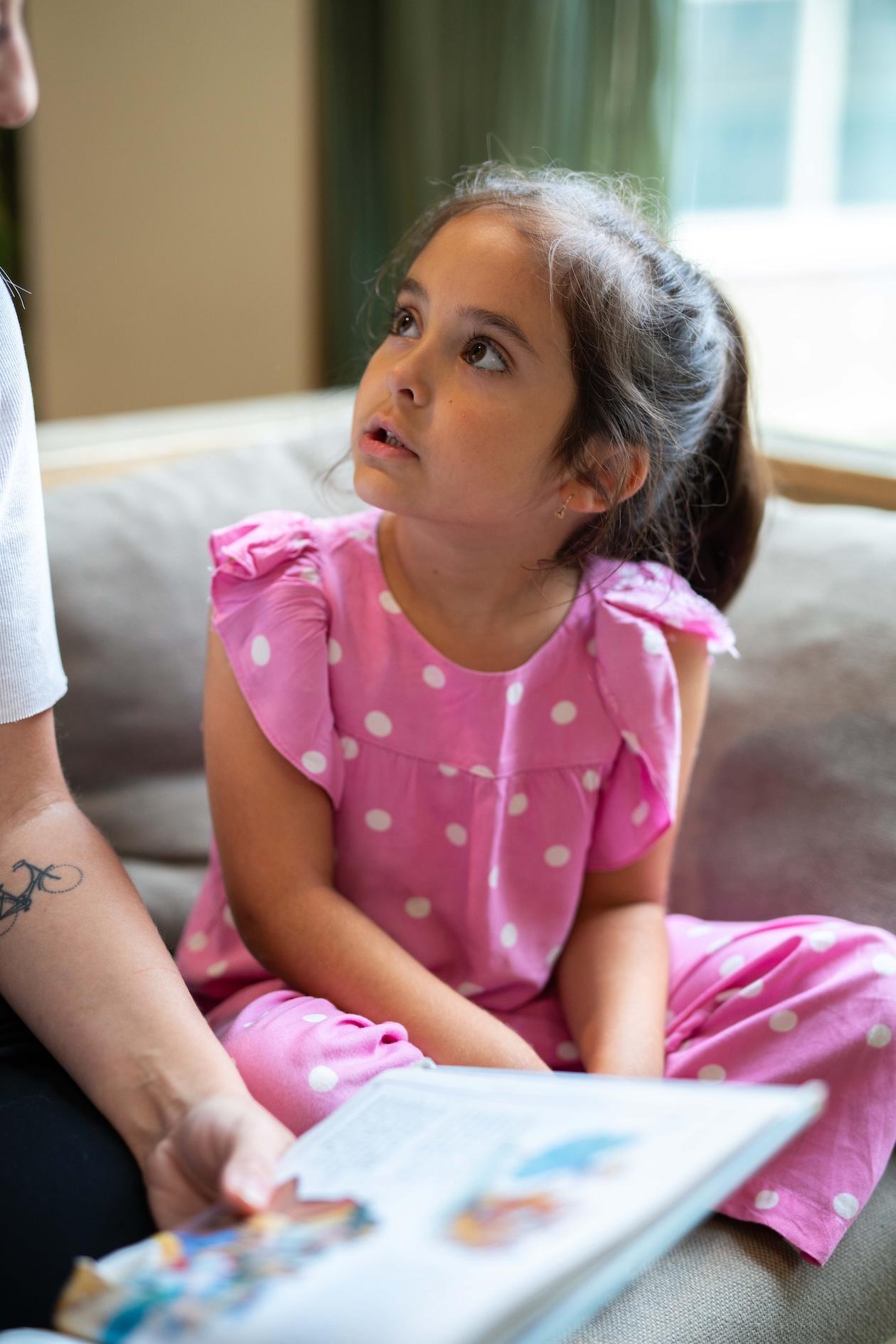 Girl watching to pedagogic professional